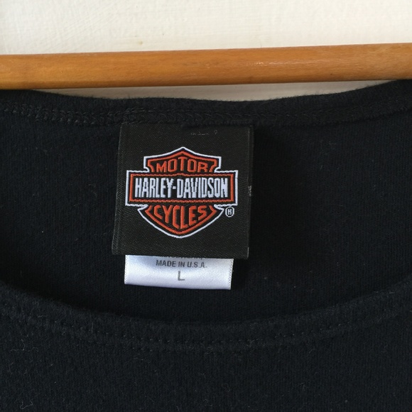 😊 Harley Davidson Sleeveless Blk Crop Top - Picture 4 of 6